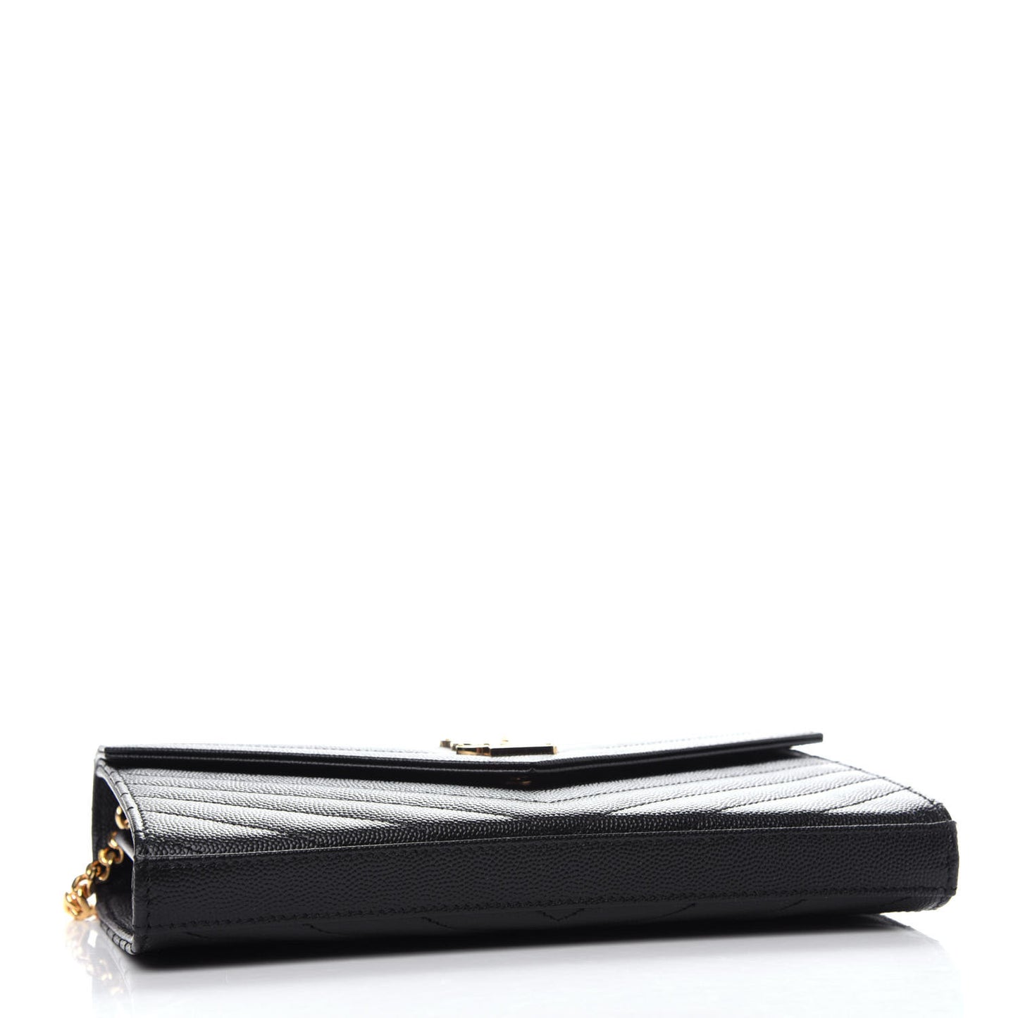 Grain De Poudre Matelasse Chevron Monogram Chain Wallet Black