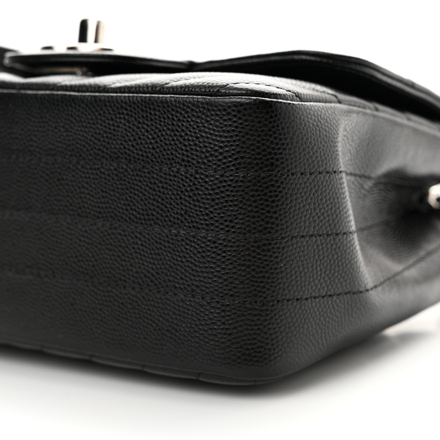 Caviar Chevron Quilted Mini Square Flap Black