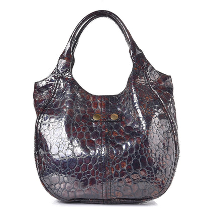 Alexander McQueen Metallic Patent Pebble Stamped Faithful Tote Brown 1 of 7