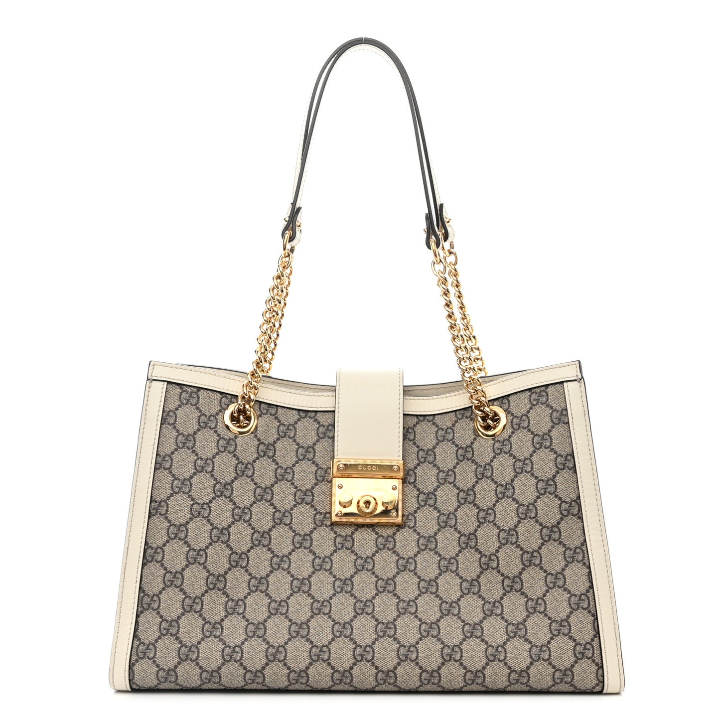 GG Supreme Monogram Medium Padlock Tote White