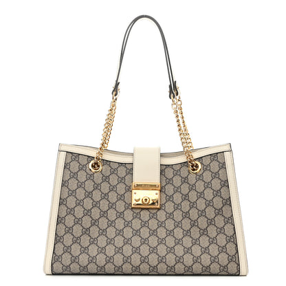 Gucci GG Supreme Monogram Medium Padlock Tote White 1 of 12