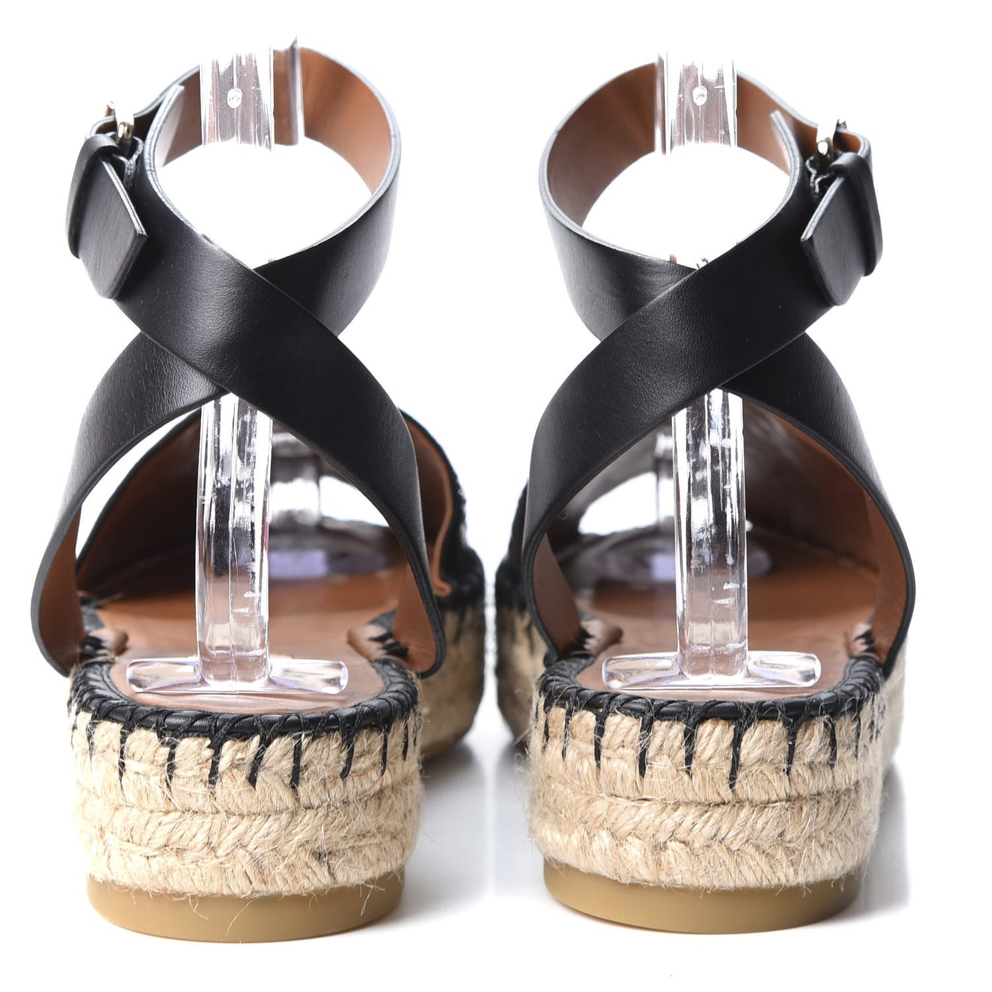 Suede Studded Peep Toe Ankle Wrap Flatform Espadrilles 40 Black
