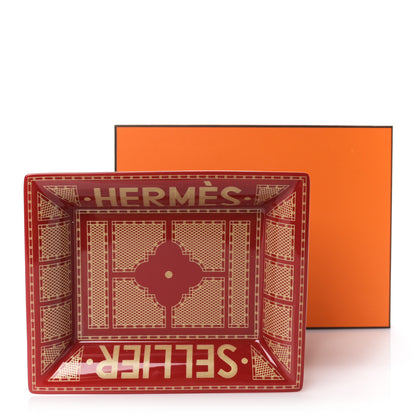 Hermes Porcelain Sellier Change Tray Rouge Or 6 of 6