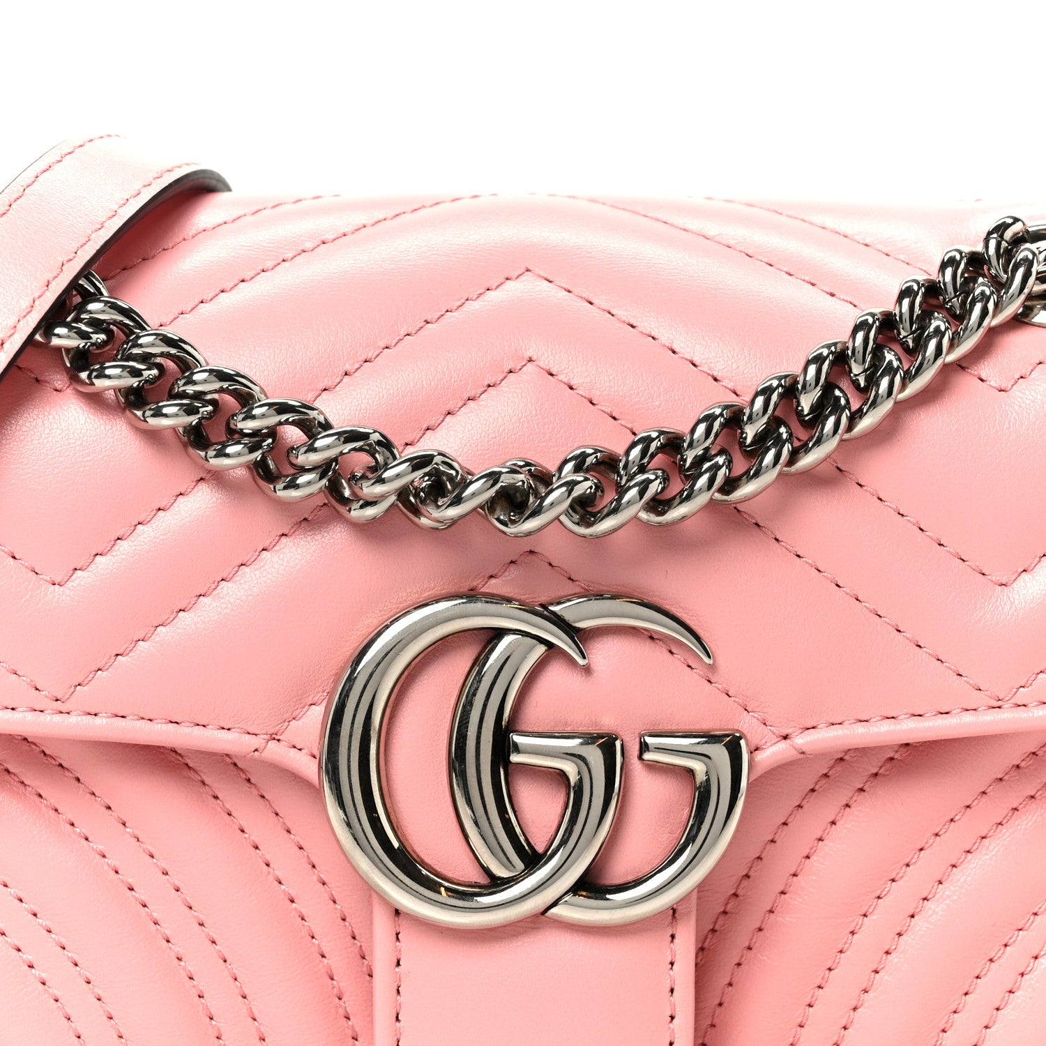 Gucci Calfskin Matelasse Mini GG Marmont Shoulder Bag Wild Rose
