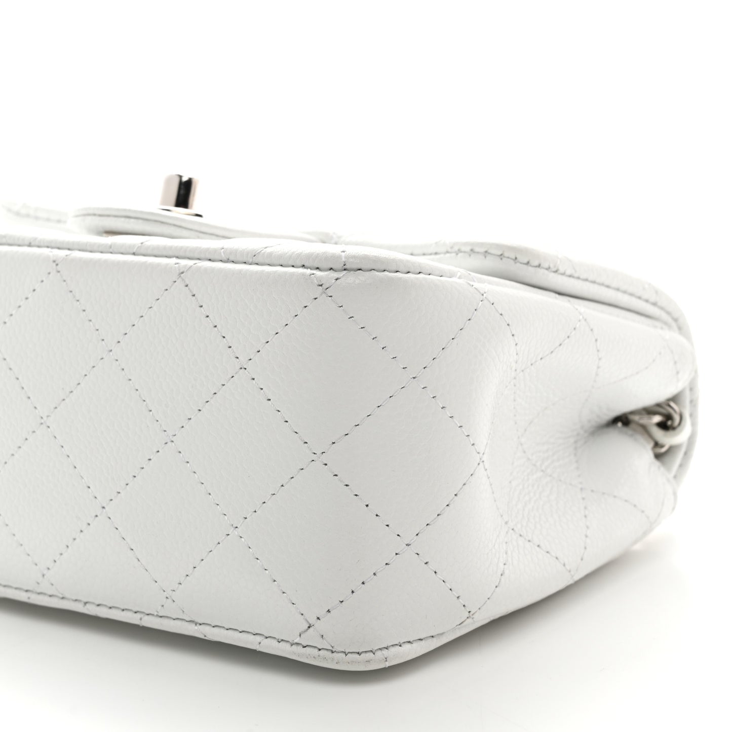 Caviar Quilted Mini Square Flap White