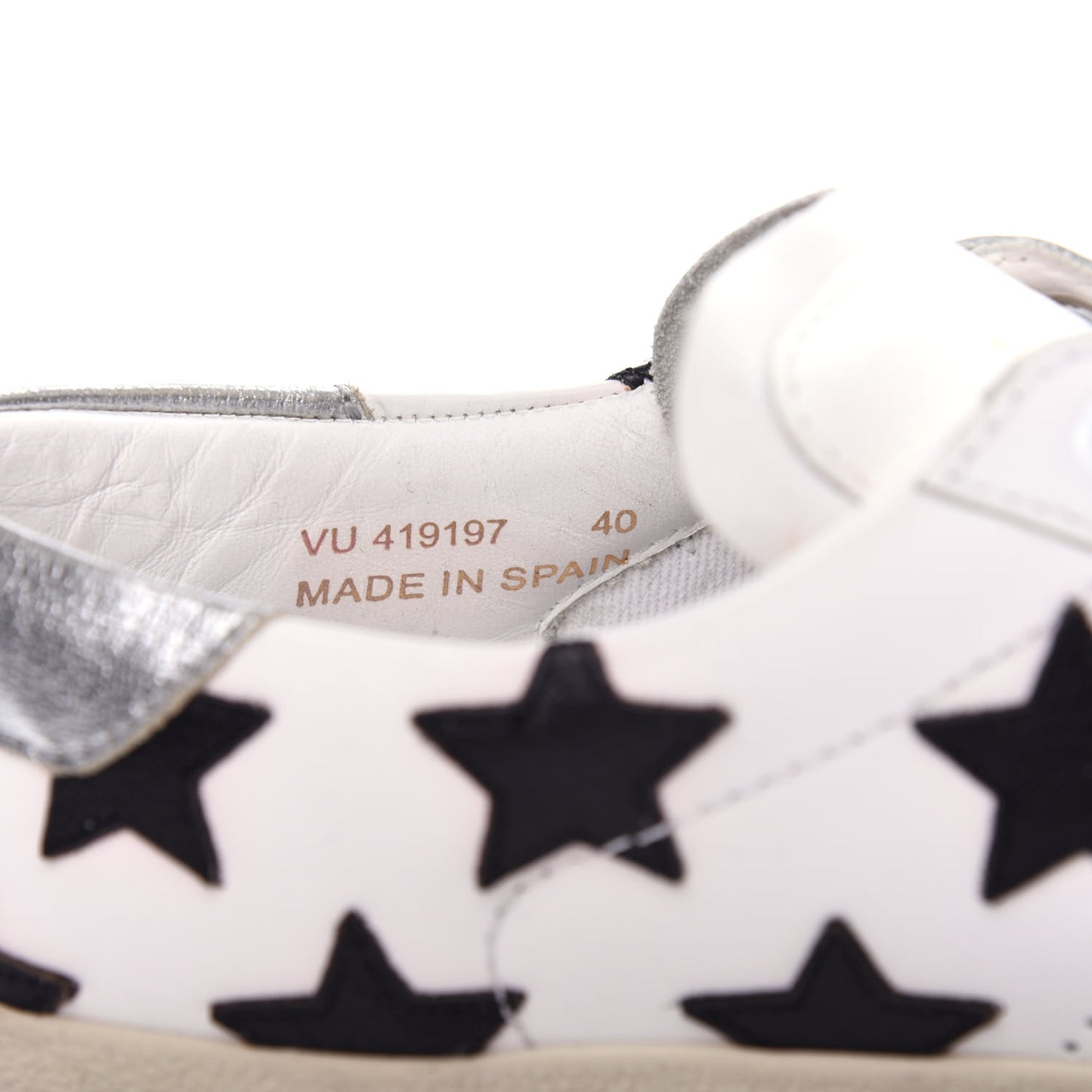 Calfskin Star Court Sneakers 40 White Black