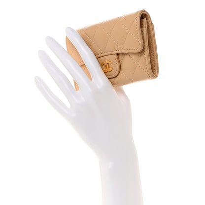 Chanel Caviar Quilted Flap Card Holder Wallet Beige 2 of 9
