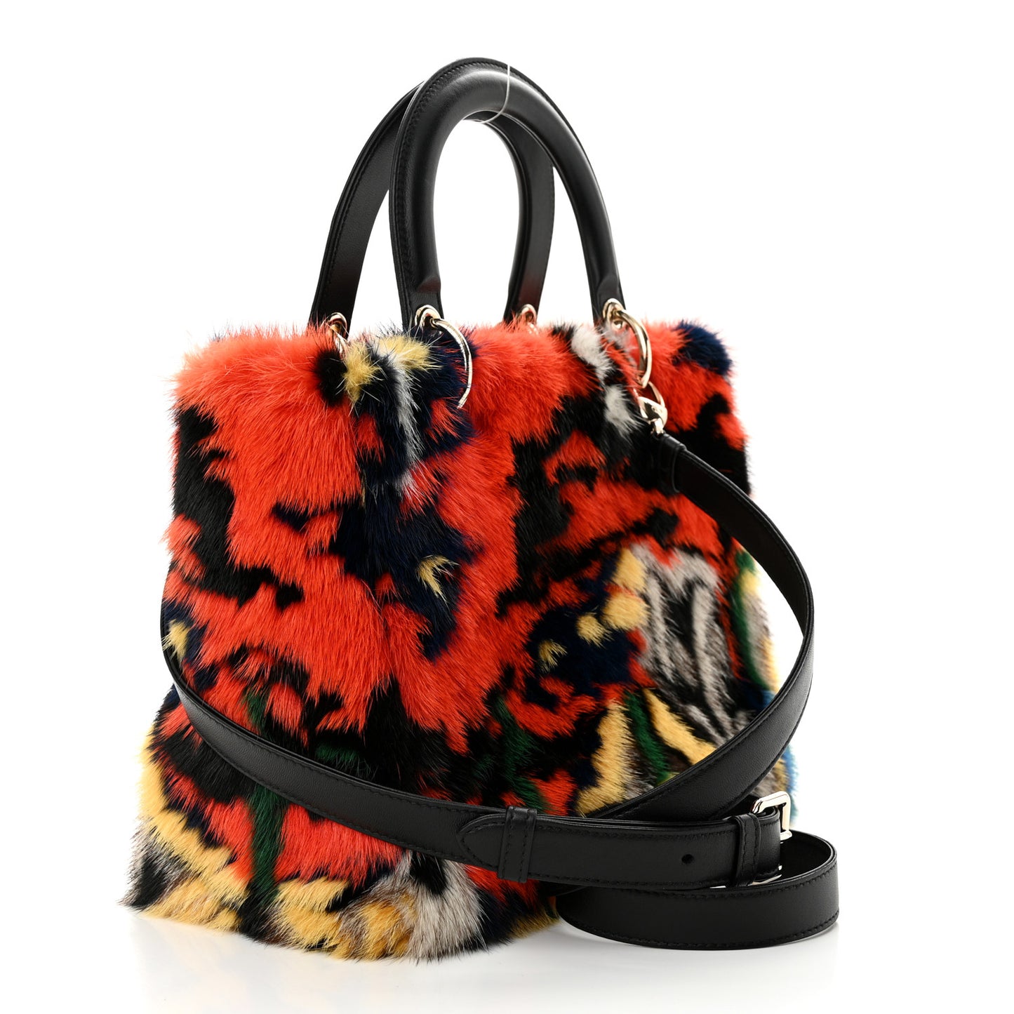 X NAMSA LEUBA Mink Fur Medium Lady Dior Art Multicolor