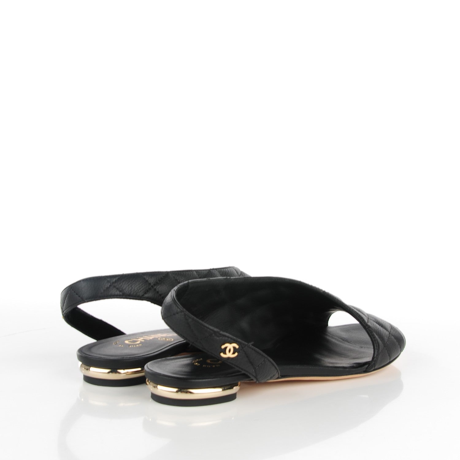 Chanel Calfskin Quilted Slingback Sandals 35 Black 4 of 7