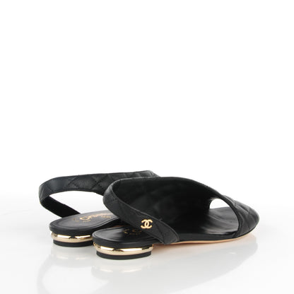 Chanel Calfskin Quilted Slingback Sandals 35 Black 4 of 7