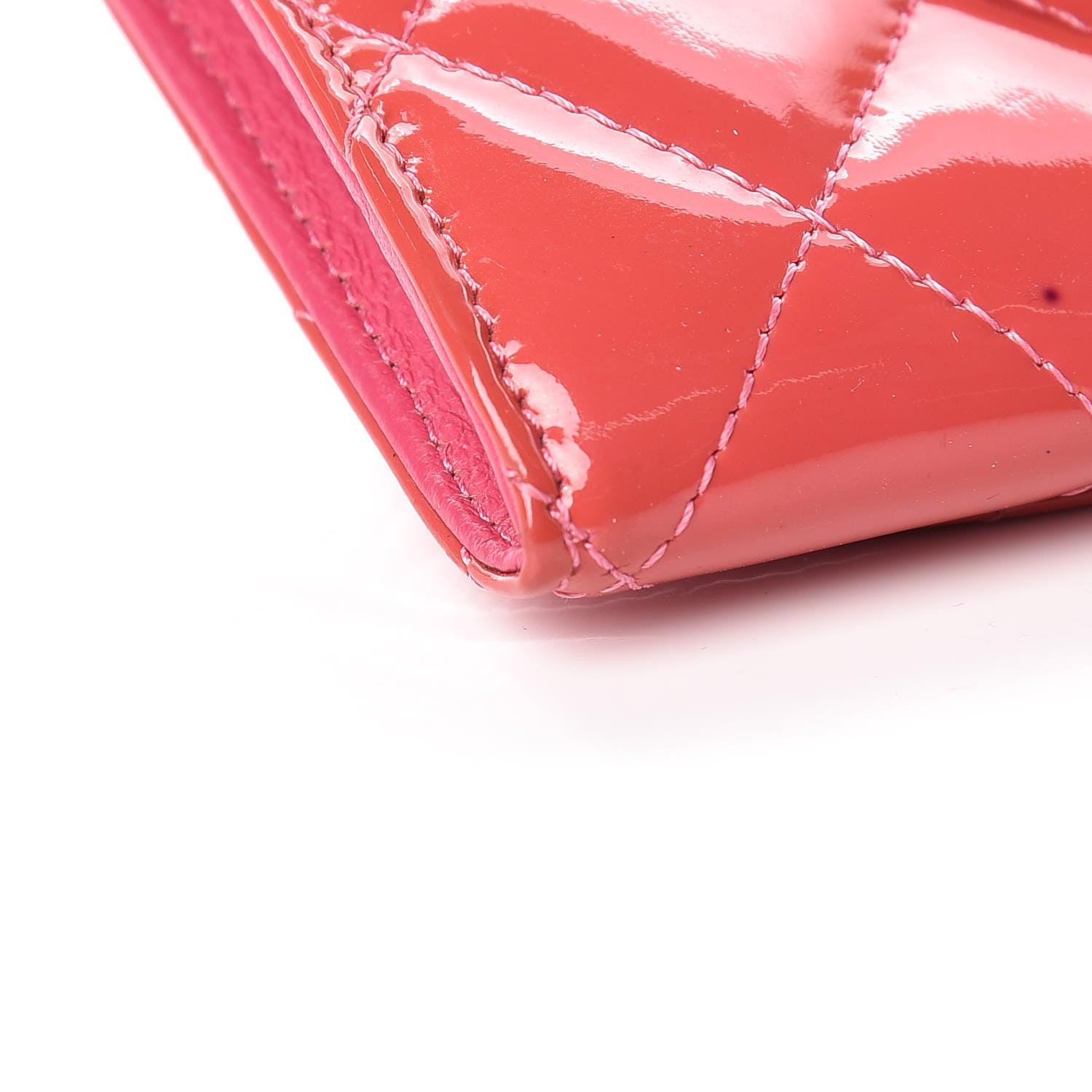 Chanel Patent Quilted Card Holder Pink 9 of 13