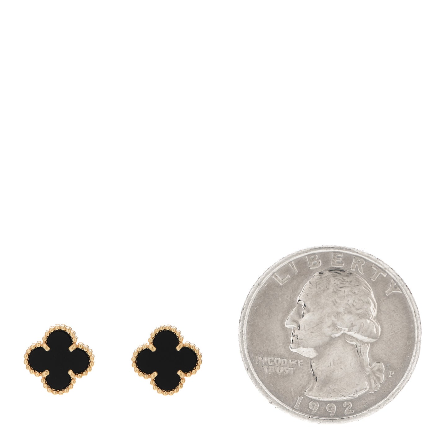 18K Yellow Gold Black Onyx Sweet Alhambra Earrings