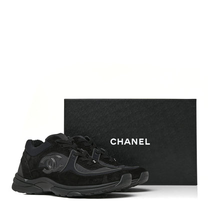 Chanel Nylon Calfskin Suede Calfskin CC Sneakers 39.5 Black 14 of 14