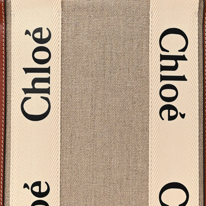 Chloe Cotton Calfskin Medium Woody Ribbon Tote White Brown 7 of 9