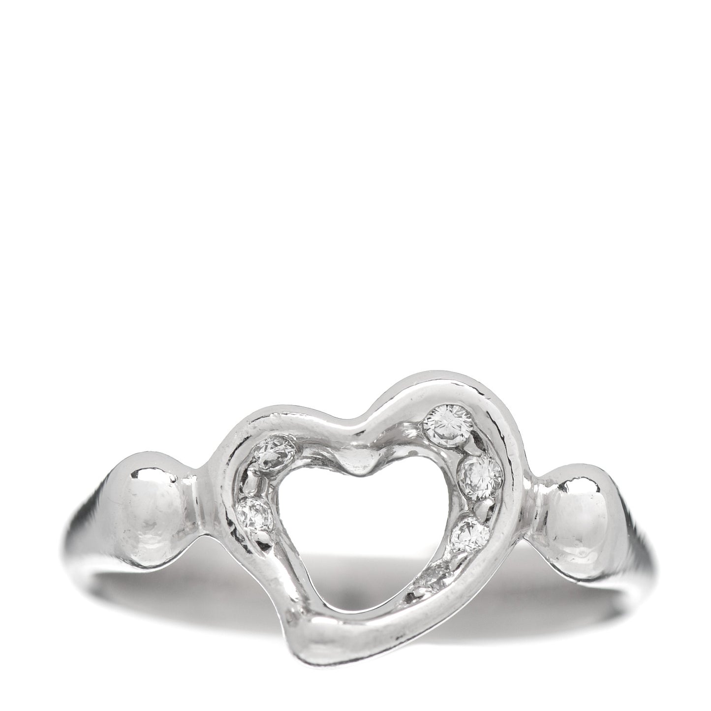 Platinum Diamond Elsa Peretti Open Heart Ring 50 5.5