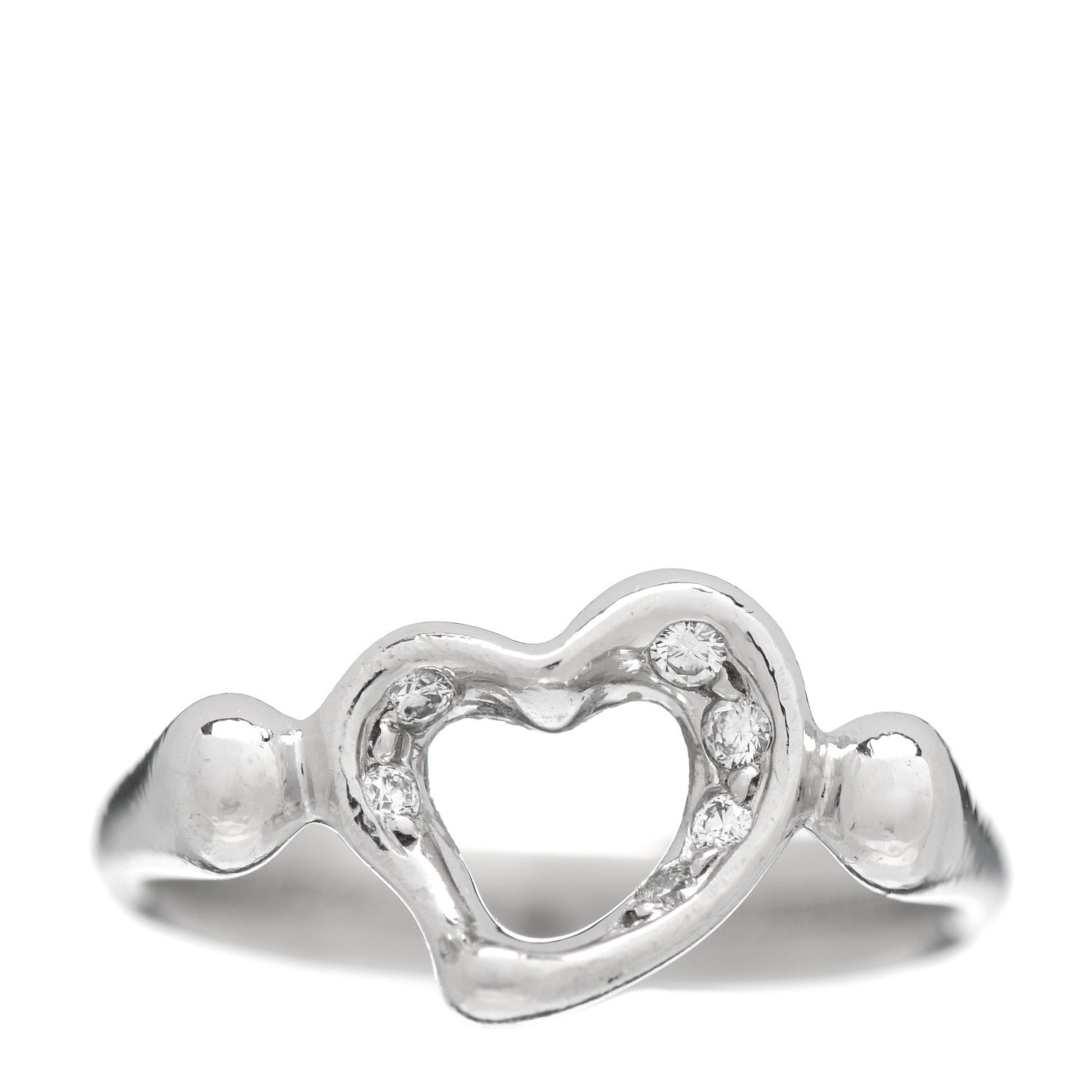 Tiffany Platinum Diamond Elsa Peretti Open Heart Ring 50 5.5 1 of 5