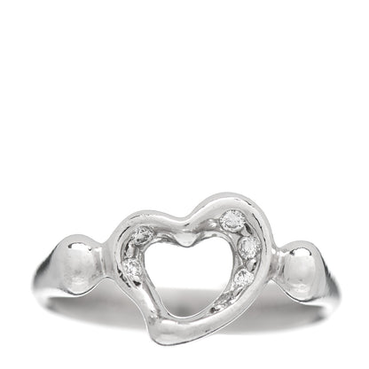 Tiffany Platinum Diamond Elsa Peretti Open Heart Ring 50 5.5 1 of 5