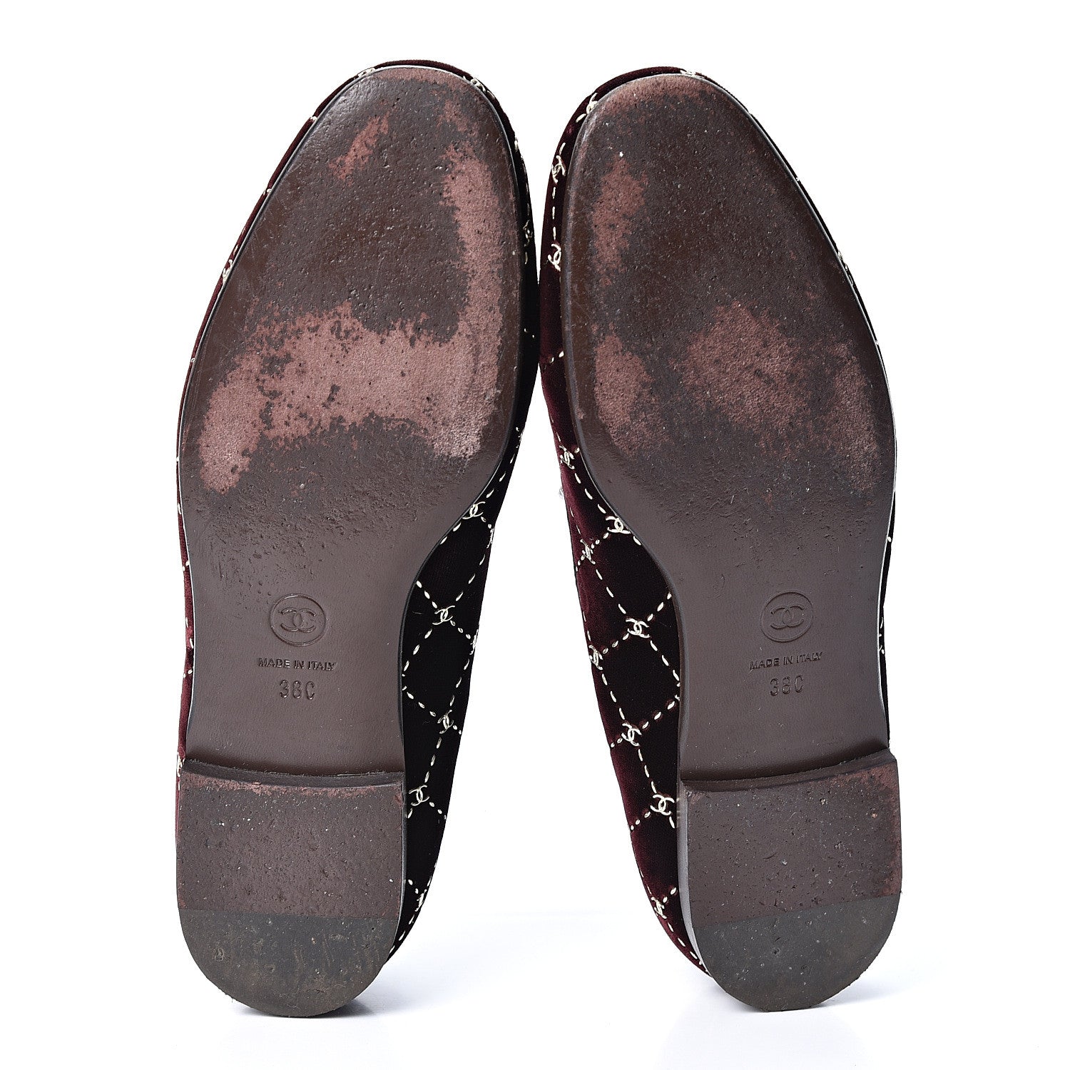 Chanel Velvet Mocassin Loafers 38 Burgundy 6 of 9