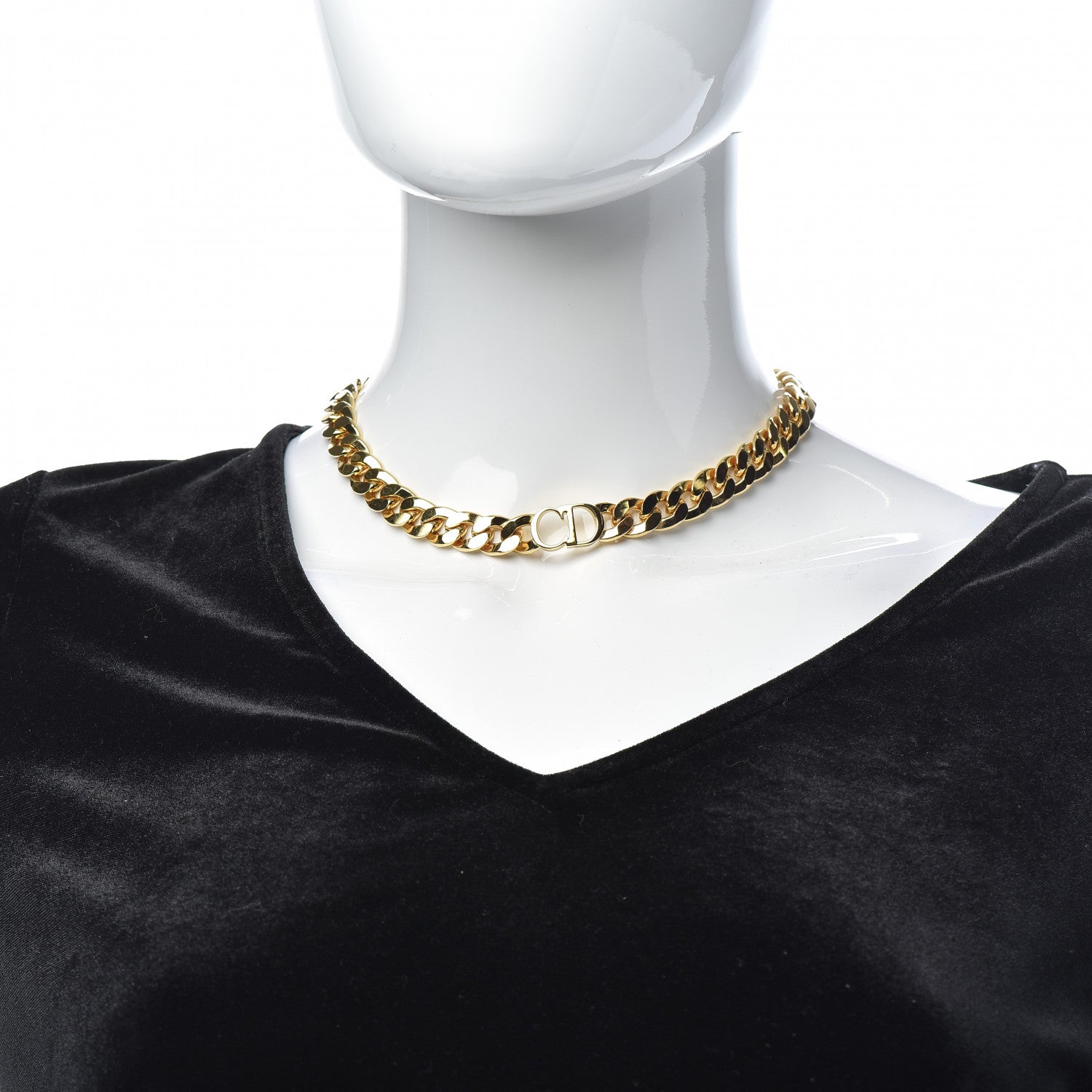 Christian Dior Metal Danseuse Etoile Chain Choker Necklace Gold 2 of 5