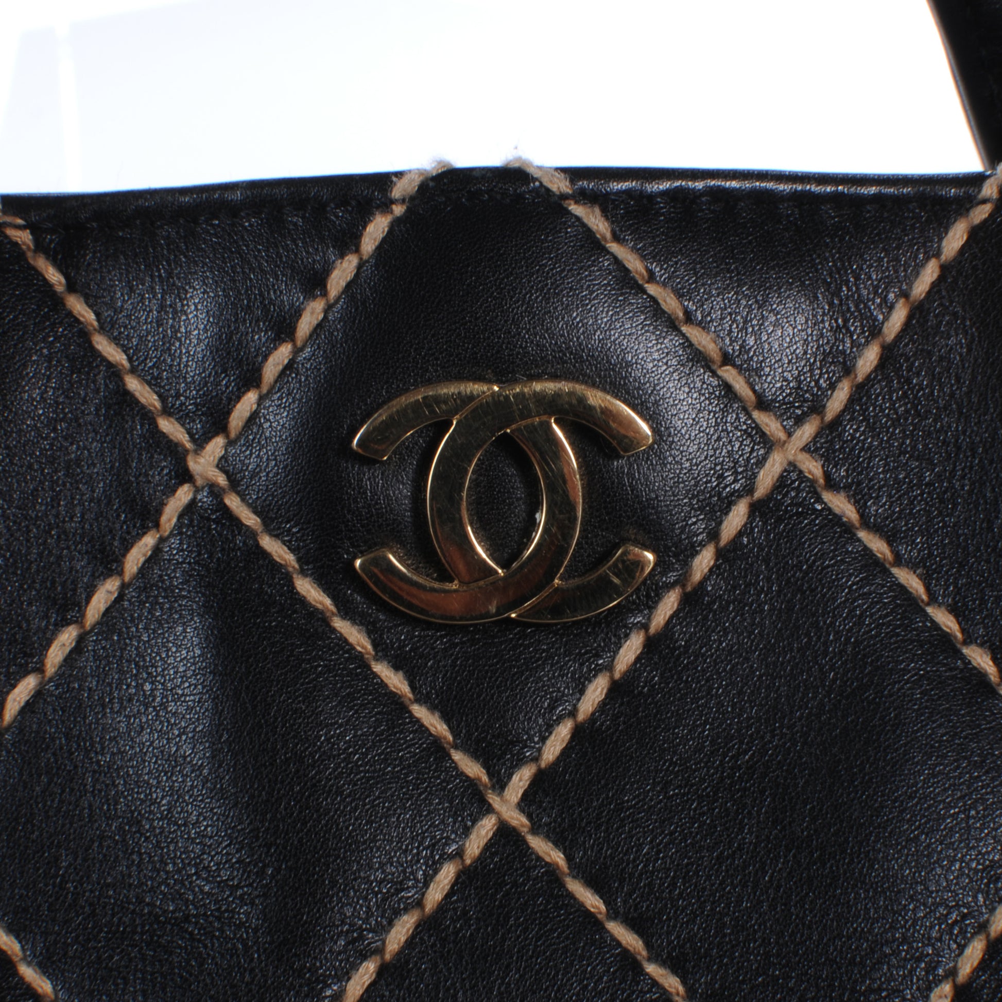 Chanel Leather Contrast Stitch Surpique Tote Black 5 of 7