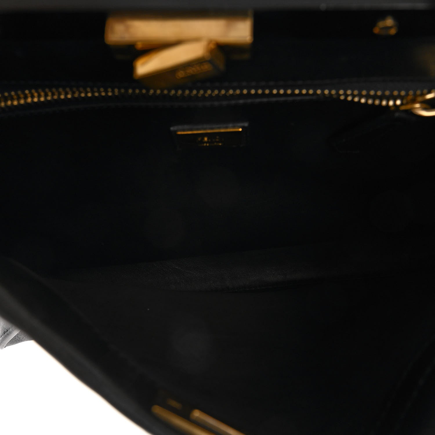 Fendi Vitello Seta Shiny Nappa Medium Peekaboo Iconic Satchel Black 5 of 11