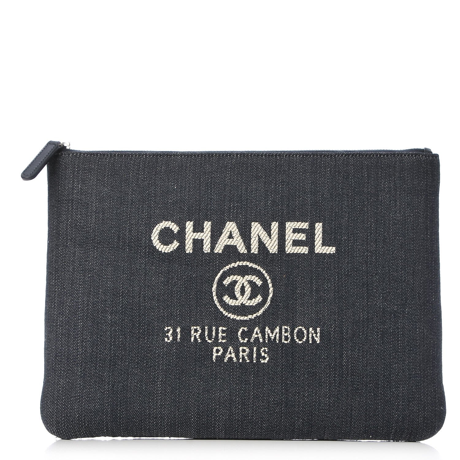 Chanel Denim Medium Deauville Pouch Dark Blue 1 of 8