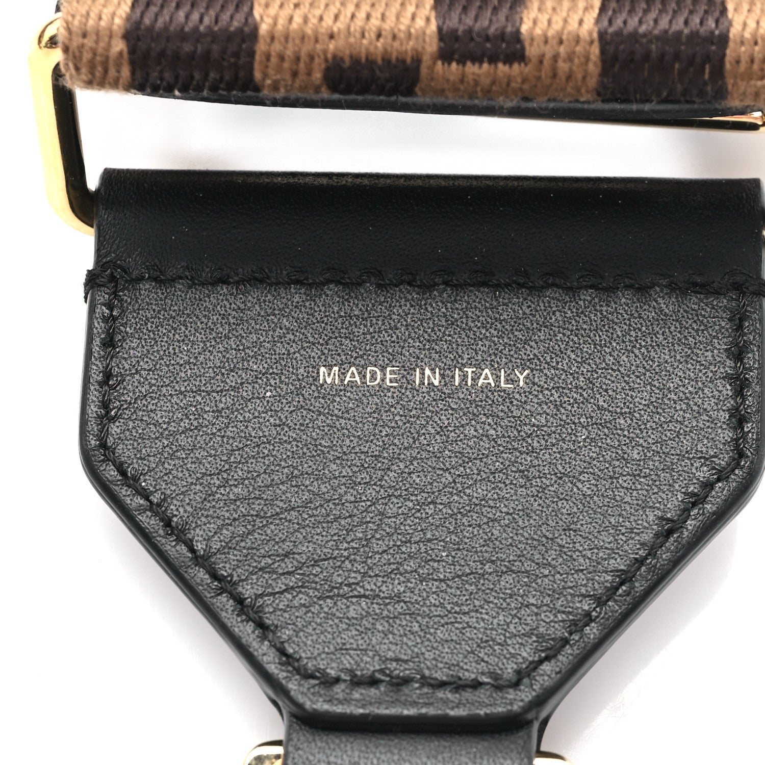 Fendi Jacquard Ribbon Vitello King FF Adjustable Strap You Fango Marrone Black 4 of 4
