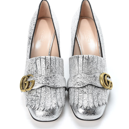 Gucci Galassia GG Marmont Fringe 50mm Loafer Pumps 36.5 Argento 6 of 11