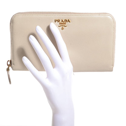 Prada Saffiano Metal Zip Around Wallet Cera 2 of 8