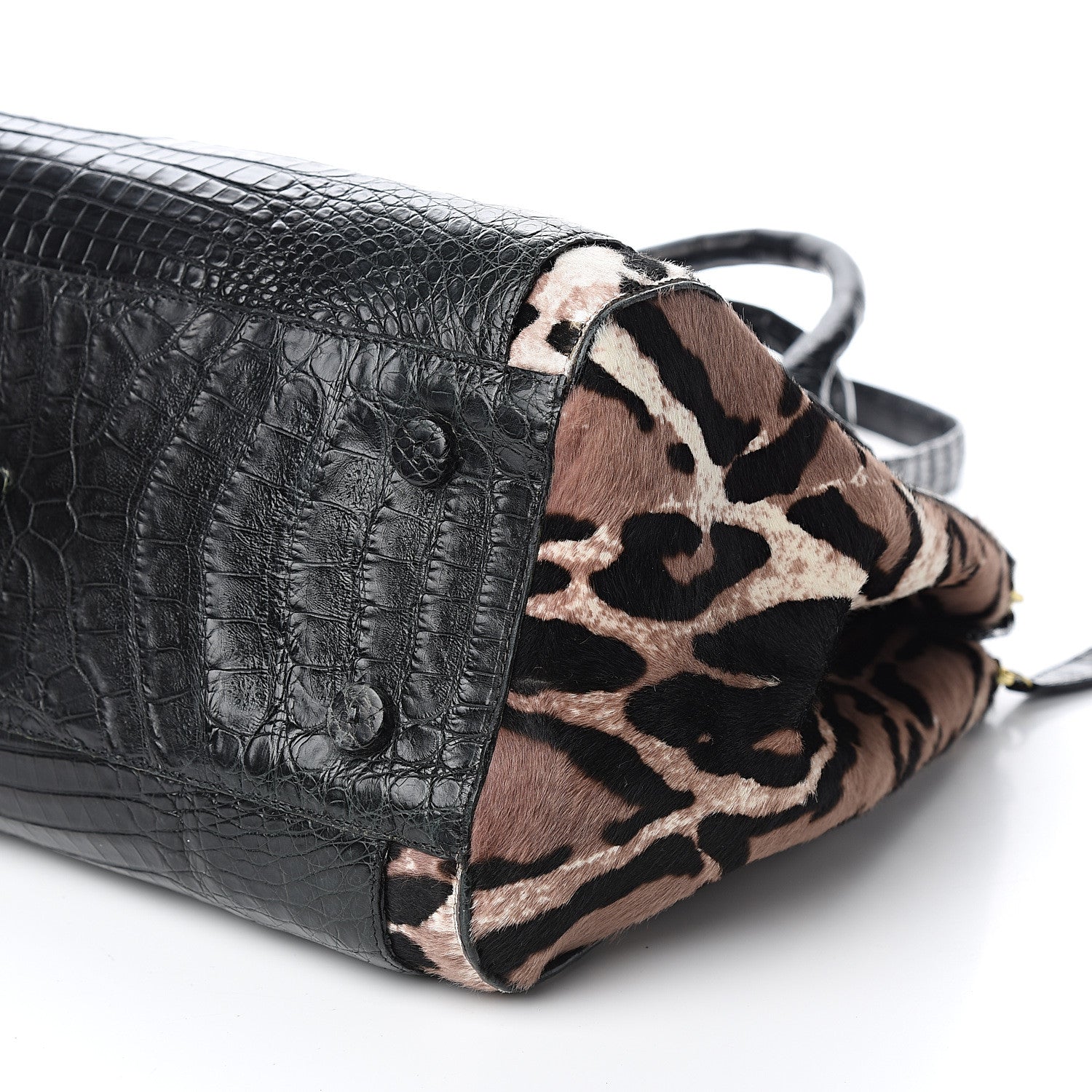 Nancy Gonzalez Crocodile Calf Hair Leopard Print Satchel Black 8 of 9
