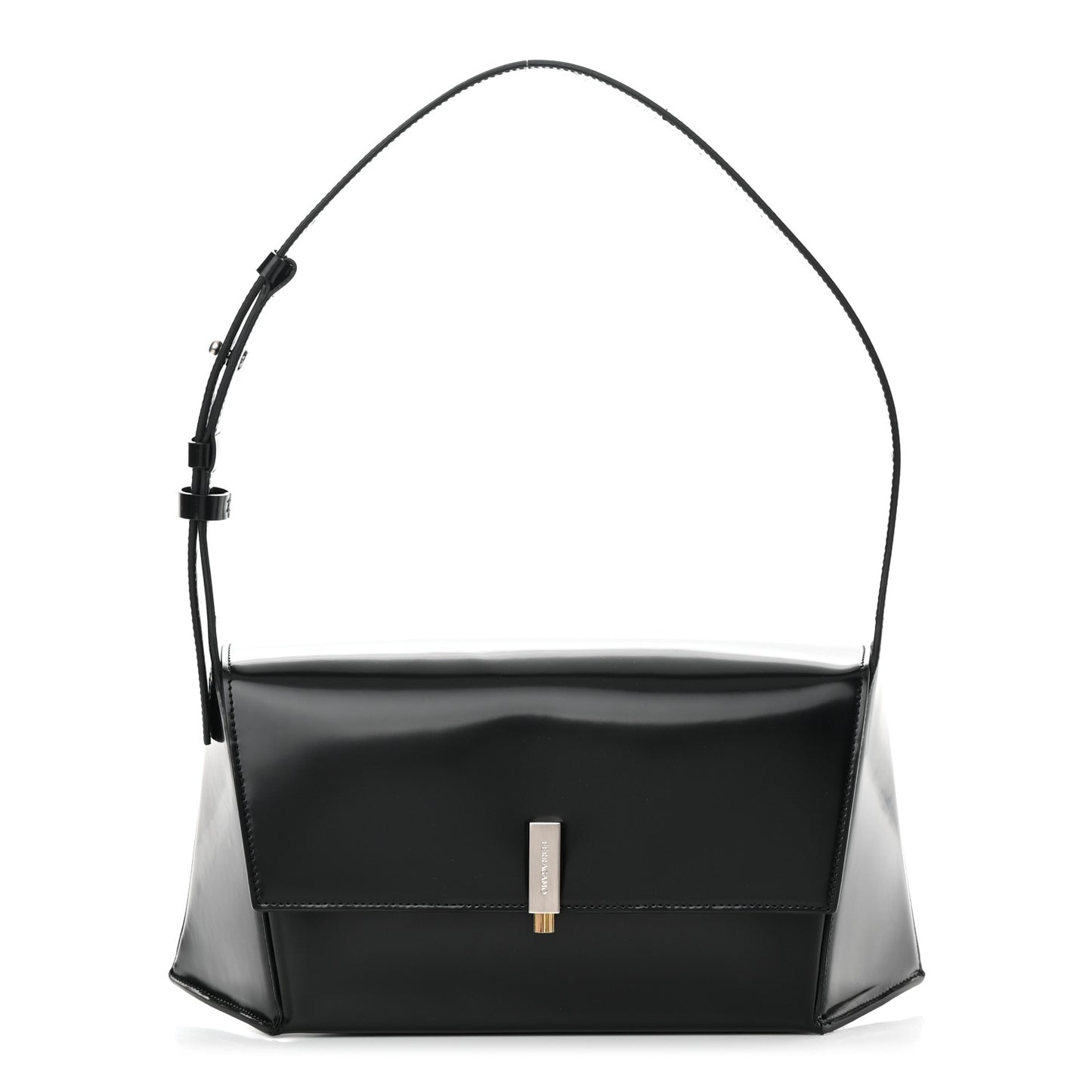 Calfskin Geometric Shoulder Bag Black