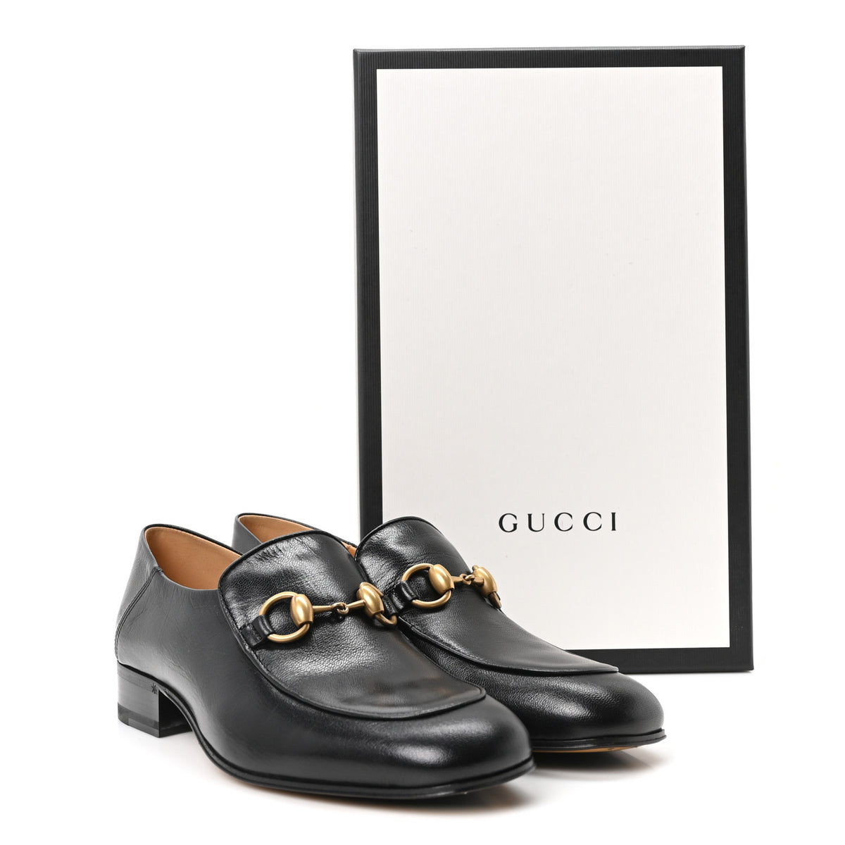 Gucci Goatskin Womens Horsebit Mid-Heel Loafers 37 Black 10 of 10