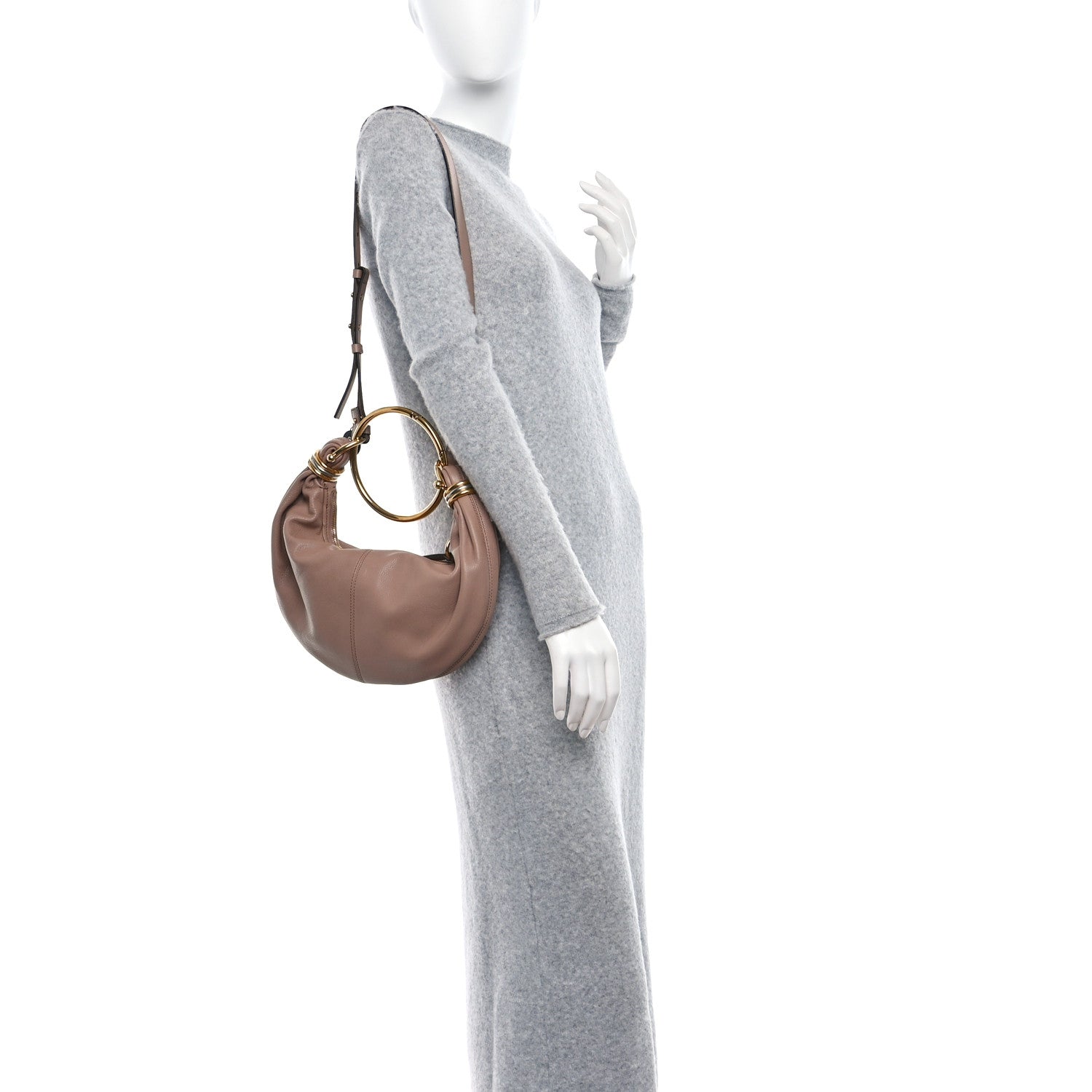 Chloe Grained Calfskin Small Bracelet Hobo Bag Woodrose 2 of 8