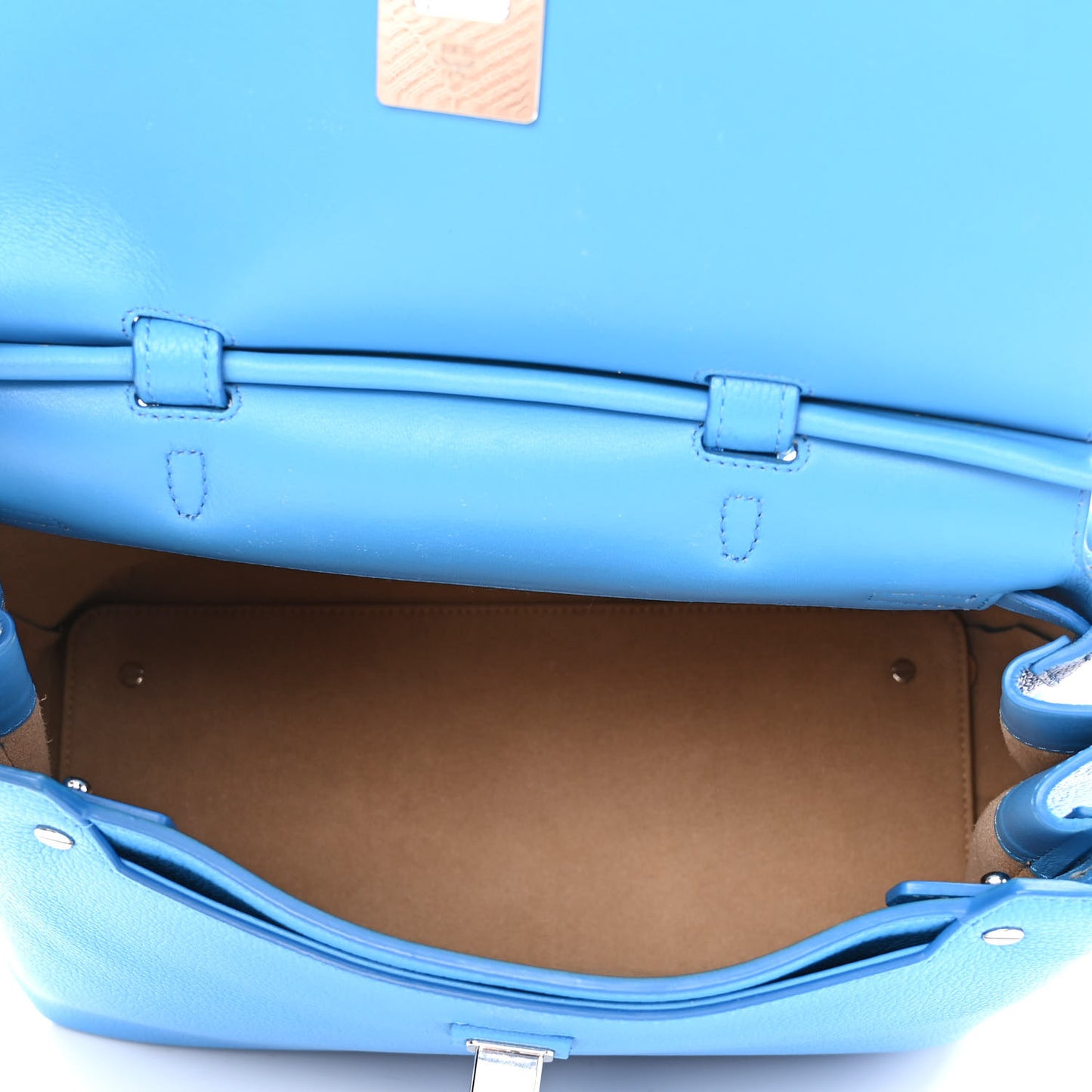 Grained Calfskin Large Milla Convertible Backpack Tile Blue