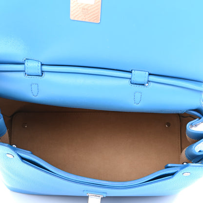 MCM Grained Calfskin Large Milla Convertible Backpack Tile Blue 5 of 9