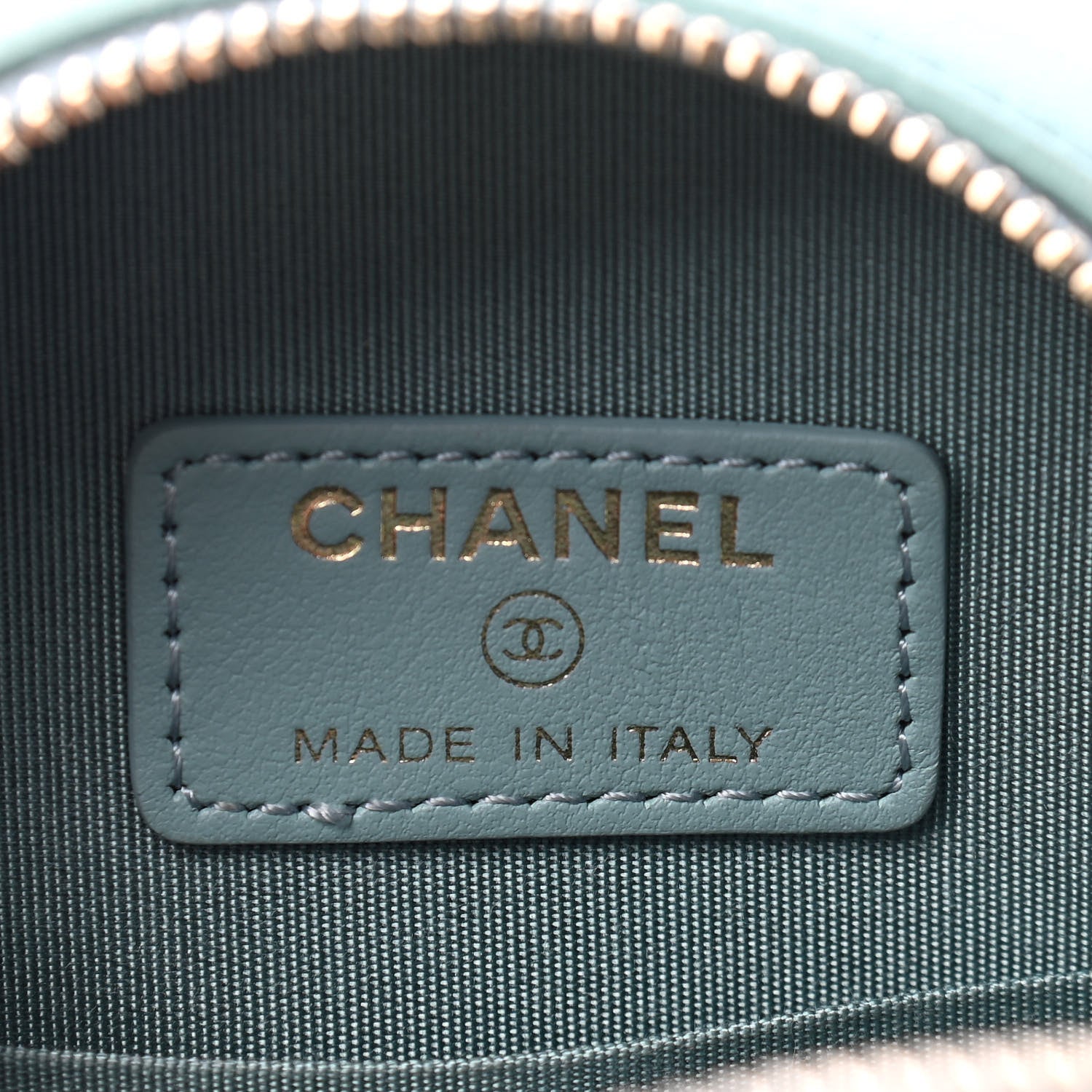 Chanel Goatskin Quilted Chanel 19 Round Clutch With Chain Light Blue 6 of 9