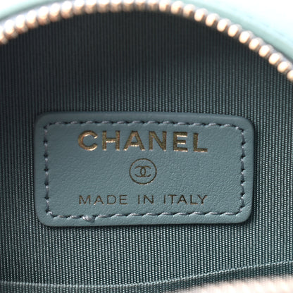 Chanel Goatskin Quilted Chanel 19 Round Clutch With Chain Light Blue 6 of 9