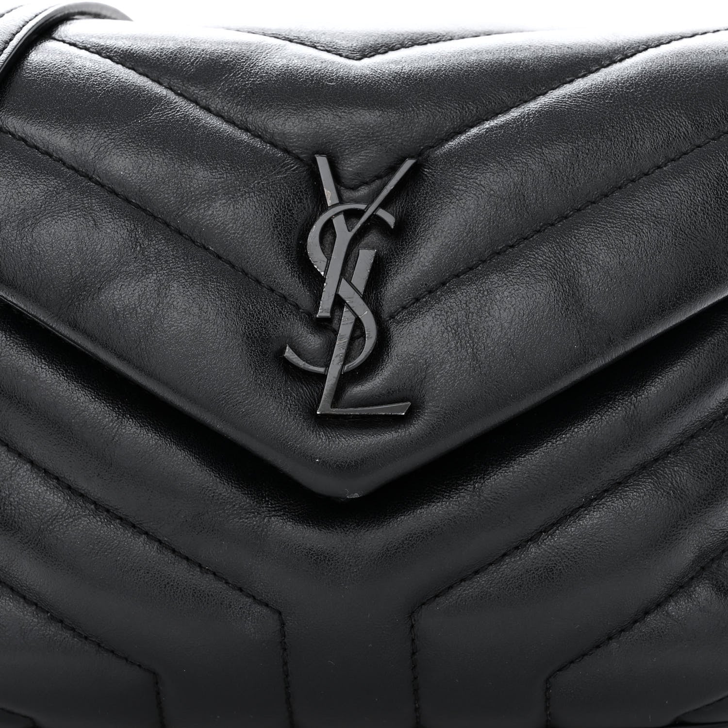 Saint Laurent Calfskin Y Quilted Monogram Monochrome Toy Loulou Crossbody Bag Black 8 of 11