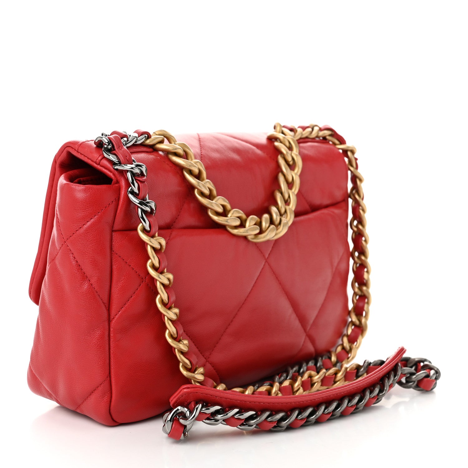Chanel Goatskin Quilted Medium Chanel 19 Flap Red 3 of 11