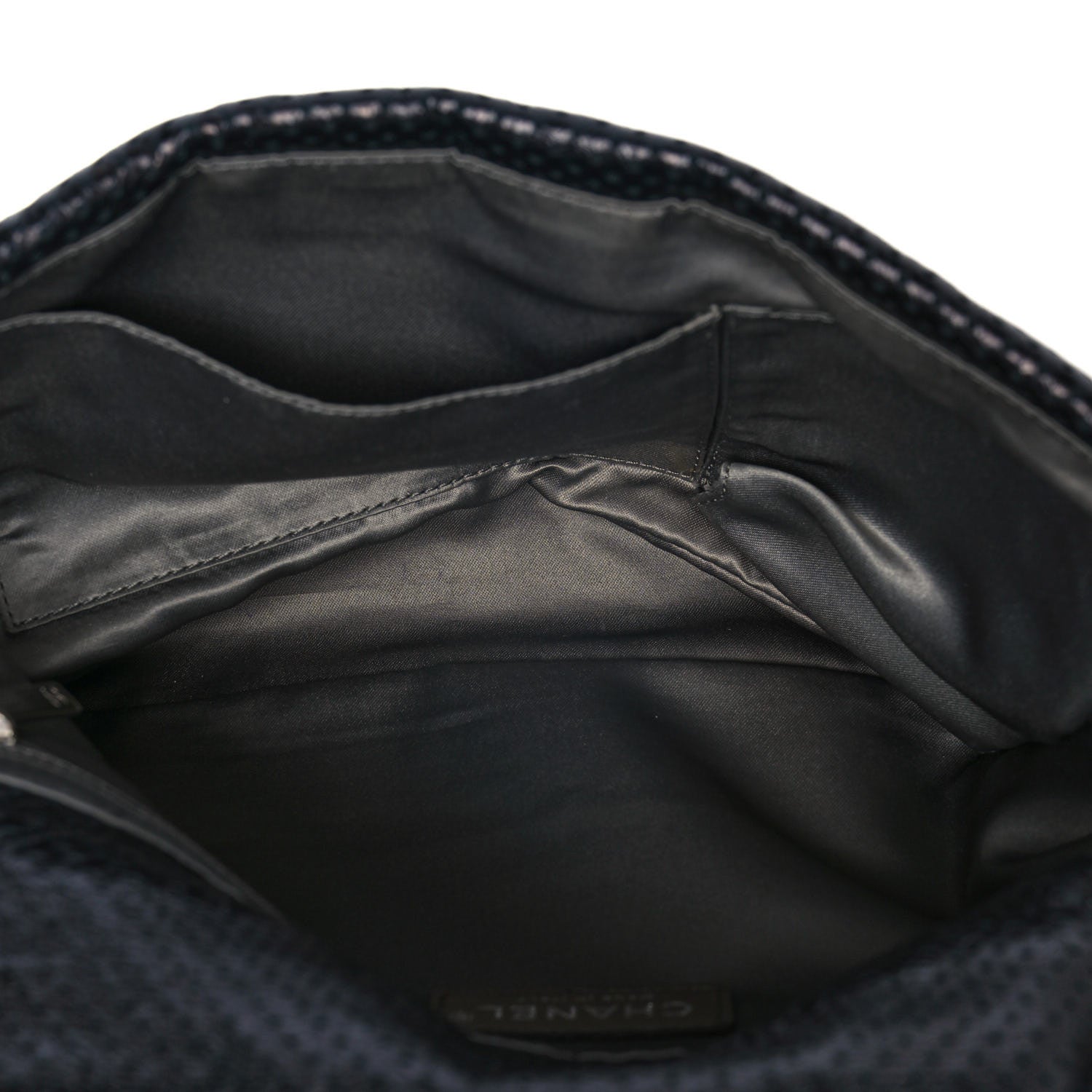Chanel Metallic Crackled Calfskin Large Perforated Drill Flap Black 5 of 9