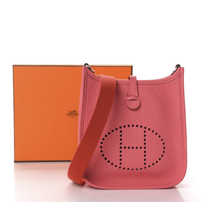 Hermes Taurillon Clemence Amazone Evelyne TPM Rose Azalee Rouge Pivoine 11 of 11