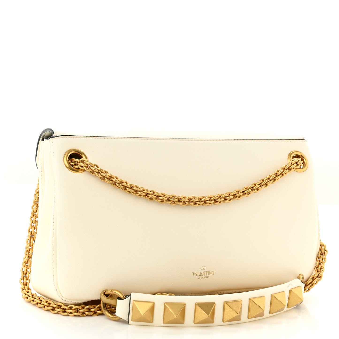 Nappa Stud Sign Shoulder Bag Ivory