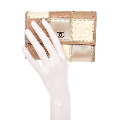 Chanel Lambskin Ostrich Pony Hair Patchwork Precious Symbols Small Flap Wallet Beige 2 of 8