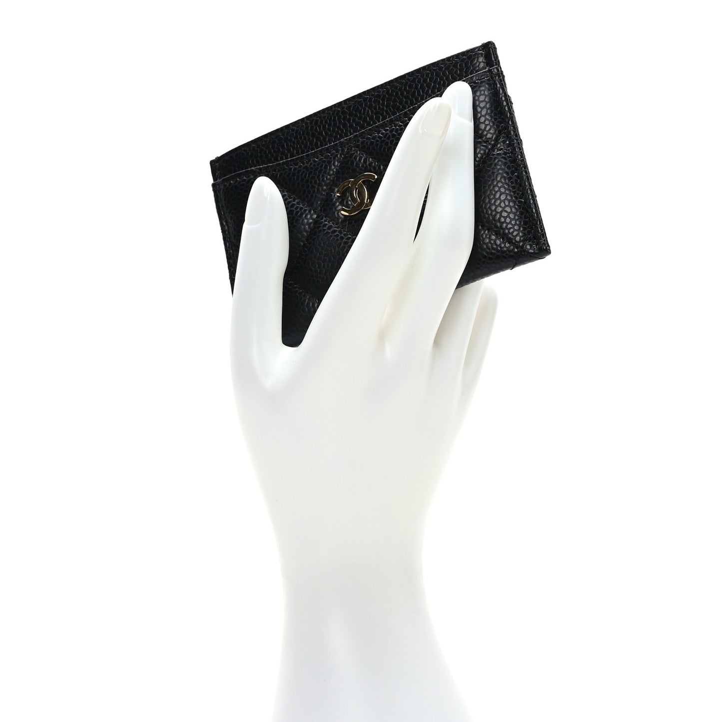 Caviar Quilted Card Holder Black