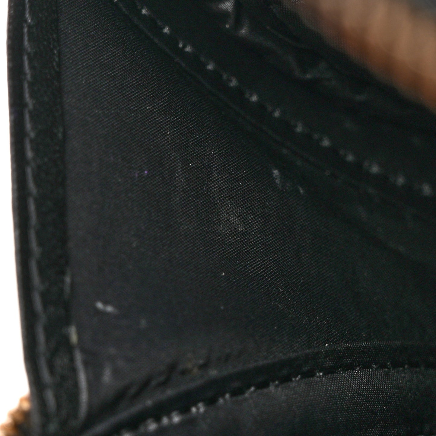 Lambskin Quilted Small Curvy Pouch Cosmetic Case Black