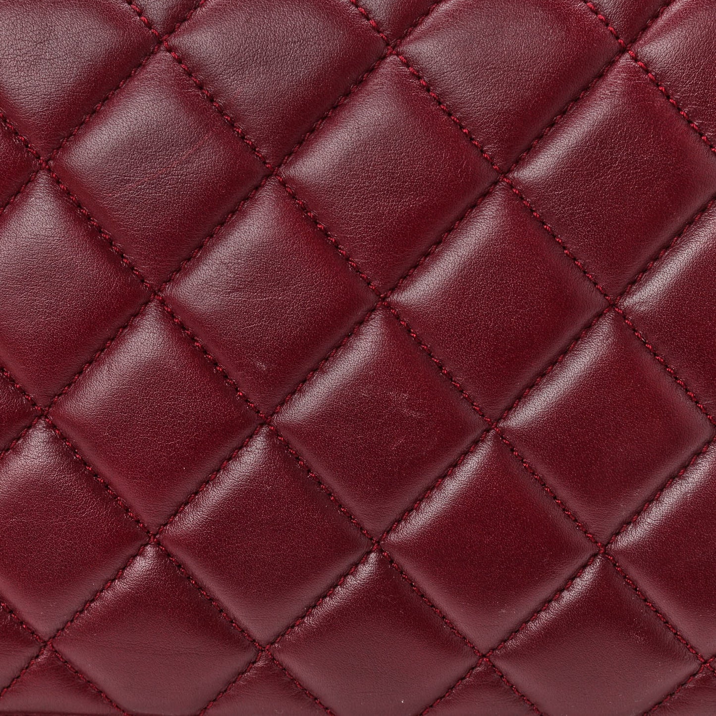 Calfskin Quilted Large Perfect Edge Flap Burgundy Burgundy