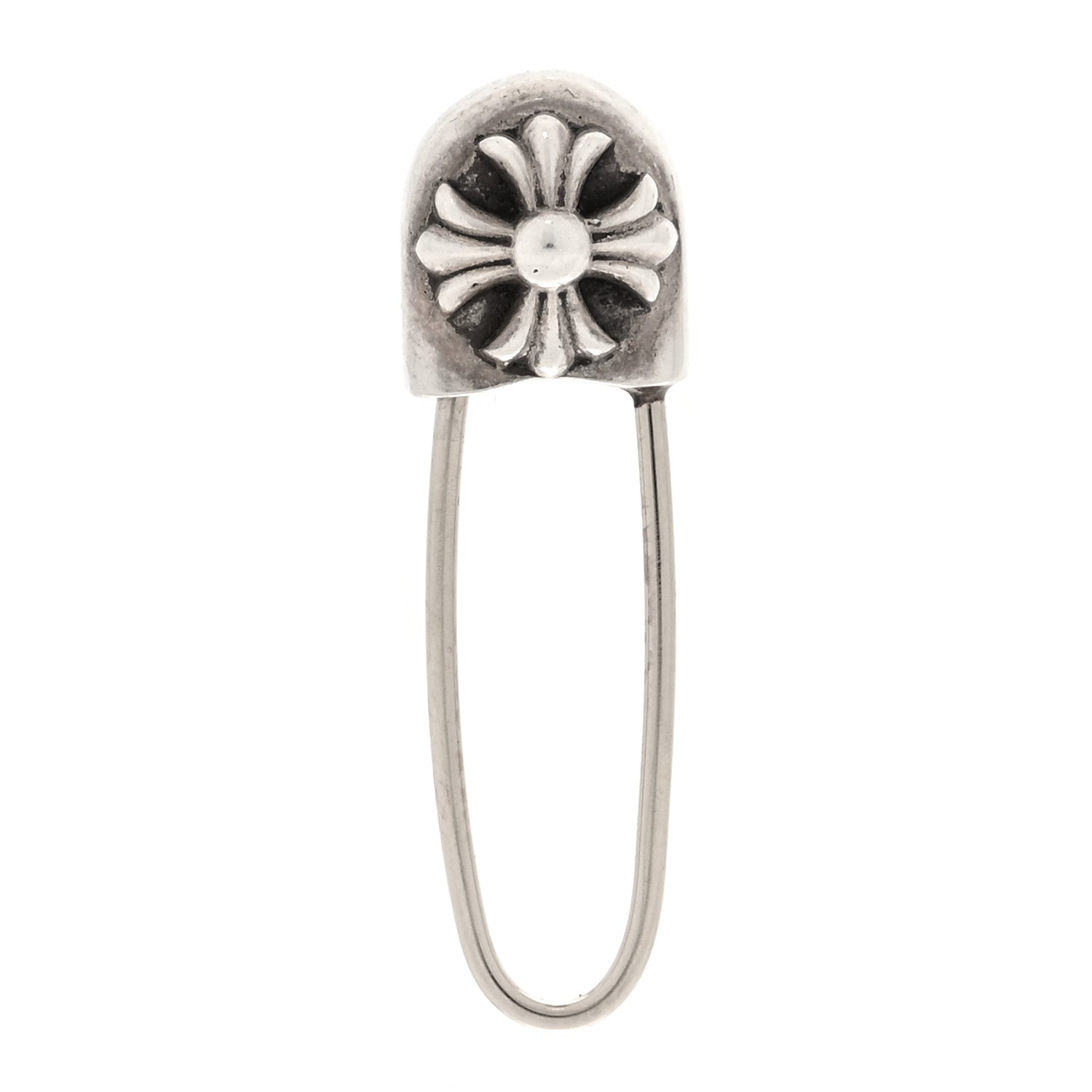 Chrome Hearts Sterling Silver 14K White Gold Safety Pin Single Earring 1 of 3