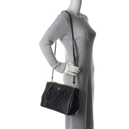 Prada Saffiano Small Galleria Double Zip Tote Black 2 of 8