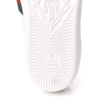 Gucci Calfskin Ayers Bee Embroidered Womens Ace Sneakers 36.5 White Green 6 of 9