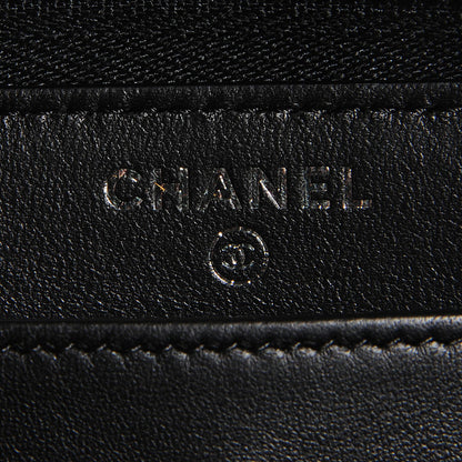 Chanel Lambskin Chevron Zip Wallet Black 6 of 9